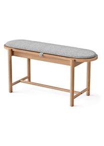 Tchibo - Ławka z litego drewna z tapicerką i schowkiem - kolor: szary/brązowy