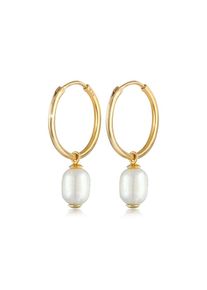 Elli Premium Paar Creolen &raquo;Ohrringe Creolen S&uuml;&szlig;wasserperle 925 Silber vergoldet&laquo;