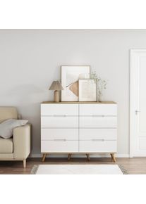 OTTO home Kommode &raquo;Lund&laquo; mit gl&auml;nzenden Fronten, Griffmulden, helles Holzdekor, Breite 120 cm