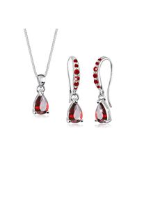 Elli Ohrring und Ketten Set &raquo;Schmuckset Ohrh&auml;nger Anh&auml;nger mit Zirkonia Tropfen aus 925 Sterling Silber&laquo; () rot, Gr&ouml;&szlig;e 45