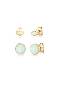 Elli Ohrstecker-Set &raquo;Ohrringe Ohrstecker Set Synthetischer Opal 925 Sterling Silber vergoldet&laquo;