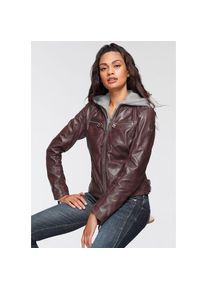 Mauritius Lederjacke &raquo;NOLA&laquo; mit Kapuze Two-in-One Style - mit abnehmbarer Jersey-Kapuze rot, Gr&ouml;&szlig;e L/40