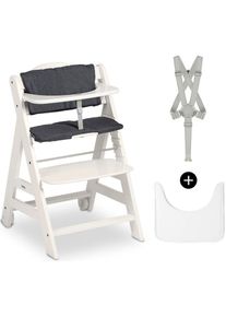 hauck, Hochstuhl &raquo;Beta+&laquo; () mit Holzr&auml;dern; FSC - sch&uuml;tzt Wald, wei&szlig;/anthrazit, Kunststoff, Massivholz, Polyester, Stahl, B/H/T: 48 cm x 79 cm x 58 cm