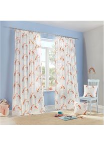 L&uuml;ttenh&uuml;tt L&uuml;ttenh&uuml;tt, Gardine &raquo;EINHORN&laquo; Kr&auml;uselband 1 Stk. tlg. Kindergardine, bedruckt, halbtransparent, Einh&ouml;rner, Regenbogen, wei&szlig;, Baumwolle, Polyester, 175