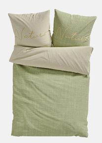bonprix Pościel dwustronna z materiału o wyglądzie lnu, zielony, 1x 80/80 cm, 1x 135/200 cm
