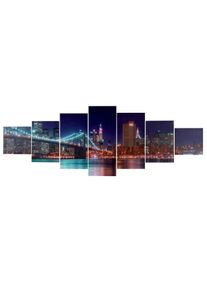 Leinwandbild T375, Wandbild Keilrahmenbild Kunstdruck, 7-teilig 140x50cm ~ New York