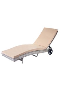 Sonnenliege HWC-D80, Gartenliege Relaxliege Liege, Poly-Rattan ~ grau, Kissen beige