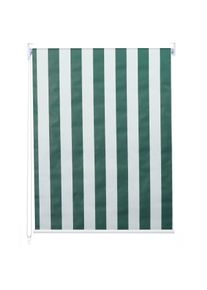 Rollo HWC-D52, Fensterrollo Seitenzugrollo Jalousie, 120x160cm Sonnenschutz Verdunkelung blickdicht ~ gr&uuml;n/wei&szlig;