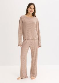 Oversized pyjamas i myk bomull, brun, st&oslash;rrelse 36/38 (S), bonprix