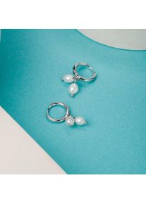Holzkern Earrings Women Silver and Pearl