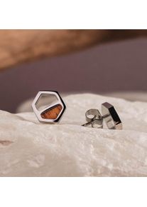 Holzkern Earrings Women srebrny i Drewno koa