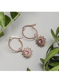 Holzkern Earrings Women r&oacute;żowe złoty i Ametyst