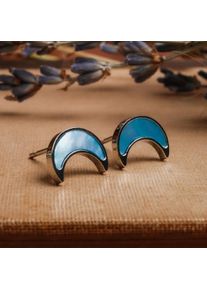 Holzkern Earrings Women Silver and Blue Nacre