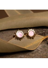 Holzkern Earrings Women złoty i R&oacute;żowa masa perłowa