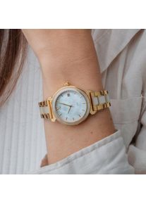 Holzkern; Wood Watch Sunglister (White mother-of-pearl/Gold), Women, Natural wood