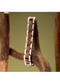 Men's Bracelet Triad, Silver Stainless Steel and Walnut Wood, Gift Idea for Men