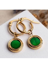 Holzkern Earrings Women Gold and Green Nacre