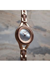 Solar watch for women with genuine blue nacre dial