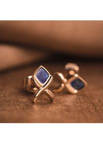 Holzkern Earrings Lapis Lazuli Rose Gold Women