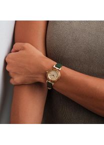 Women's Gold Watch Laura, Green Leather Bracelet, Fine Oak Dial