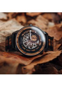 Men's Skeleton Watch Sternum, Automatic Movement, Black Stainless Steel by Holzkern