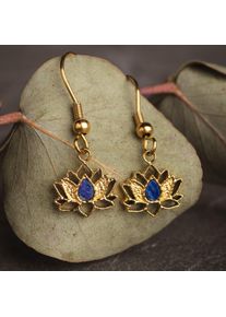 Holzkern Earrings Women Gold and Lapis Lazuli