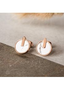 Holzkern Earrings Women r&oacute;żowe złoty i Biały marmur