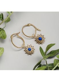 Holzkern Earrings Women Gold and Lapis lazuli
