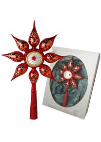 Krebs Glas Lauscha Christbaumspitze &raquo;Stern mit Reflex, Weihnachtsdeko rot, Christbaumschmuck&laquo; mundgeblasen, rot