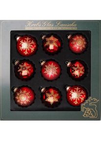 Krebs Glas Lauscha Weihnachtsbaumkugel &raquo;Schneeflocke, Weihnachtsdeko rot, Christbaumschmuck&laquo; hochwertige Christbaumkugeln aus Glas, mundgeblasen, rot