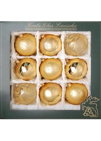 Krebs Glas Lauscha Weihnachtsbaumkugel mundgeblasen, goldfarben, &Oslash; ca. 10 cm