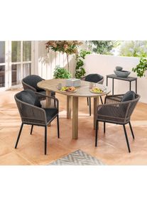 Tchibo - Jed&aacute;lensk&eacute; kreslo s okr&uacute;hlou opierkou a textiln&yacute;m v&yacute;pletom - farba: siv&aacute;