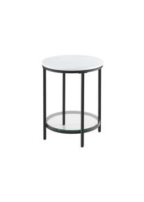 VASAGLE Modern kerek asztal m&aacute;rv&aacute;nylappal &eacute;s &uuml;veggel 45 x 55 cm