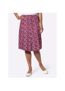 Classic Basics, Damen, Jerseyrock, bordeaux-wei&szlig;-bedruckt, 46, bordeaux-wei&szlig;-bedruckt, in pflegeleichter Qualit&auml;t