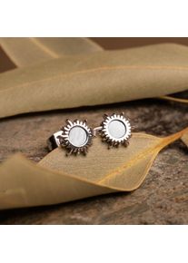 Holzkern Earrings Women Silver and White Nacre