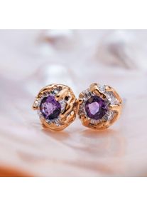 Holzkern Earrings Women Gold and Amethyst