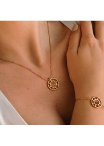 Holzkern Necklaces Women złoty i Tygrysie oko