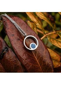Blue Marble and Silver Pendant Necklace