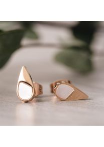 Holzkern Pendientes Mujer Oro rosa y N&aacute;car blanco