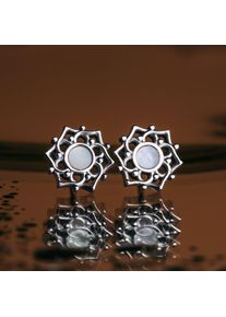 Holzkern Earrings Women Silver and White Nacre