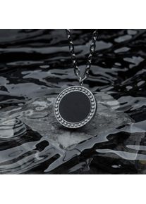 Holzkern Necklaces Men Silber und Schwarzer Marmor