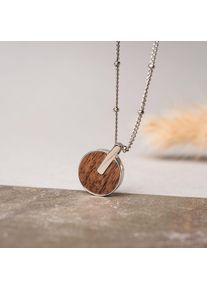 Silver Women's Necklace with Walnut Pendant