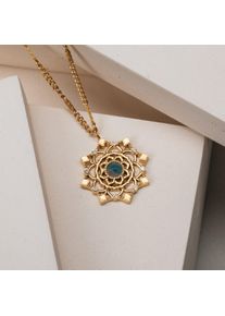 Holzkern Necklaces Women Gold and Green Marble