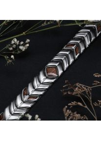 Holzkern Armband Prelude (Walnuss/Silber), Naturholz, Men, gr&ouml;&szlig;enverstellbar