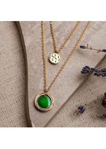 Holzkern Necklaces Women Gold and Green Nacre