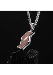 Holzkern Necklaces Men Silber und Walnuss
