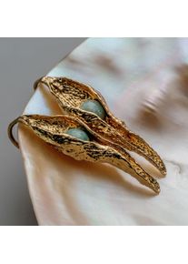 Holzkern Earrings Women Gold and Amazonite