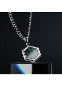 Holzkern Necklaces Men Silber und Gr&uuml;ner Marmor
