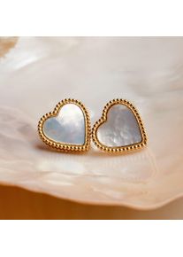 Holzkern Earrings Women Gold and Nacre