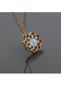 Blue Nacre Flower Necklace with Gold Plating, Perfect Layering Option